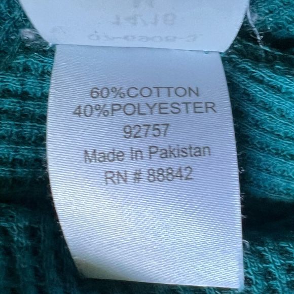 Woman Within Size M (14/16) Teal Blue Green Thermal Waffle Cowl Neck Tunic Top - Picture 8 of 8